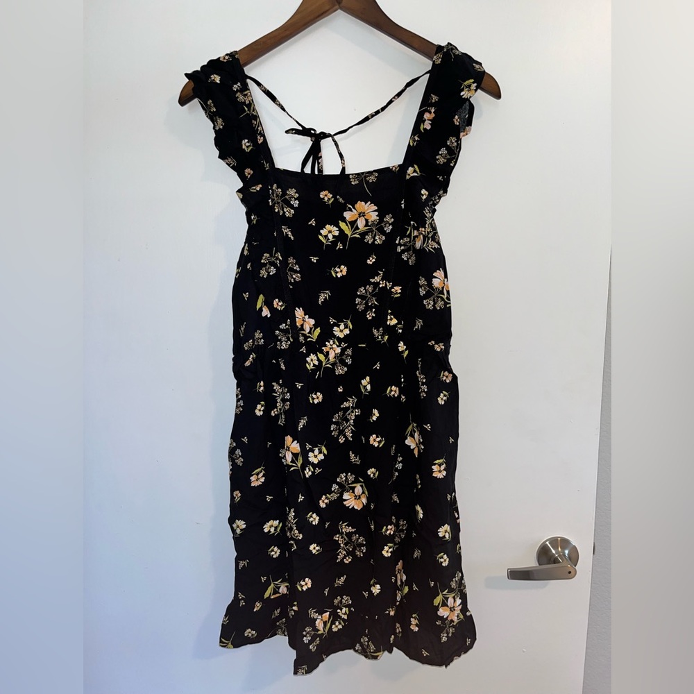 Wild Fable Black Floral Ruffled Mini Sundress | Medium (M)